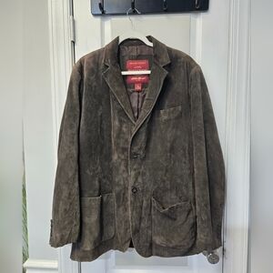 Vintage Eddie Bauer Leather Jacket XL Tall Sport Blazer Seattle Suede Brown Y2K